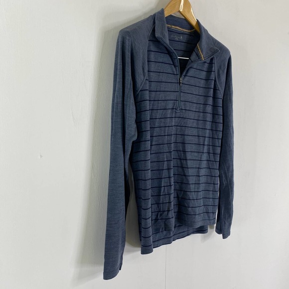 Smartwool Merino Wool 1/4 Zip Base Layer Top Shirt Stripes Mens XL - Picture 3 of 10